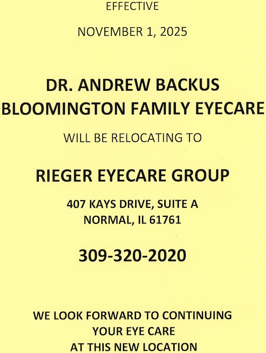 Notice about Dr. Andrew Backus Relocating